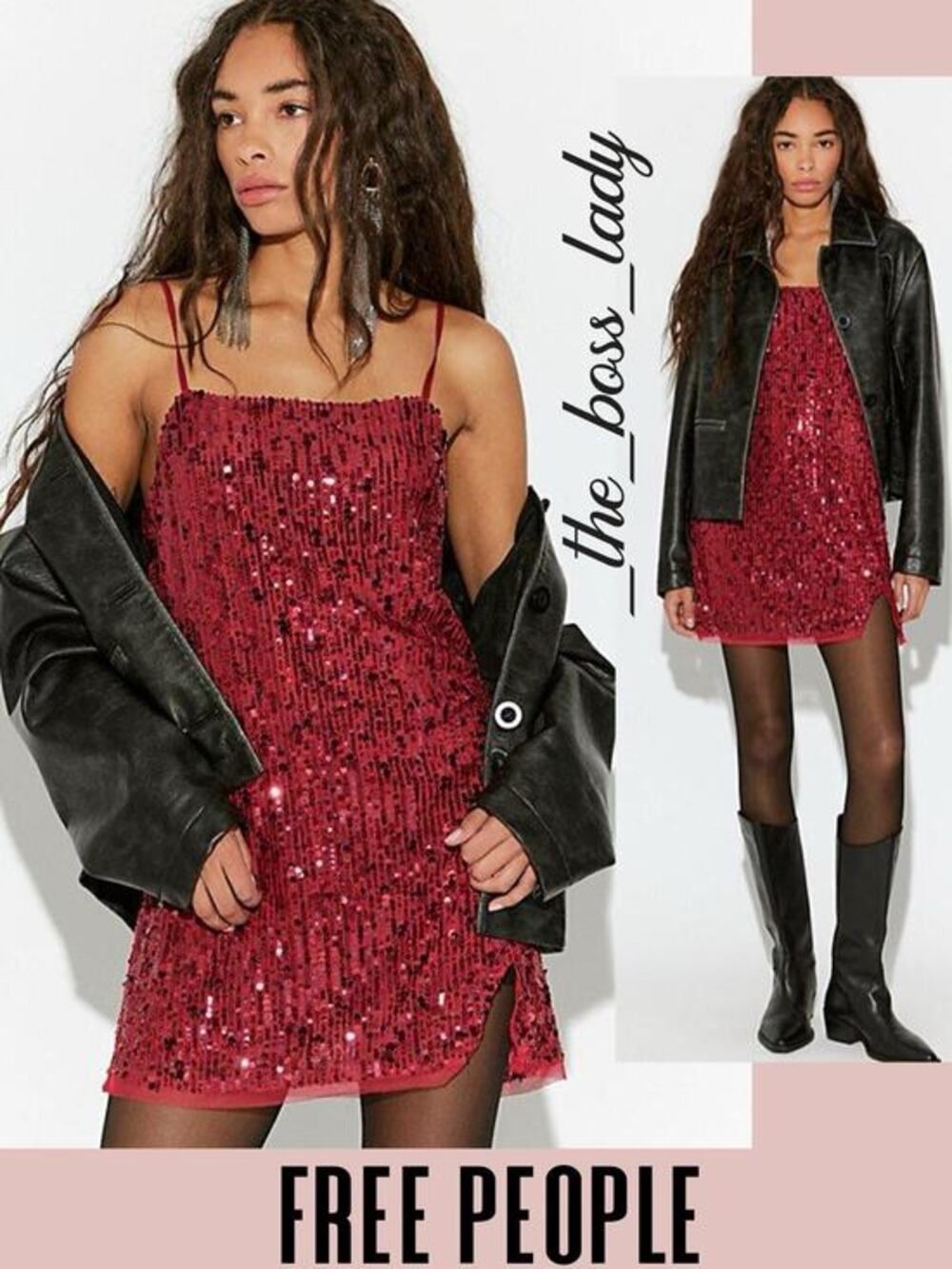 Free People mini dress sequin embellished side slit stretchy Small